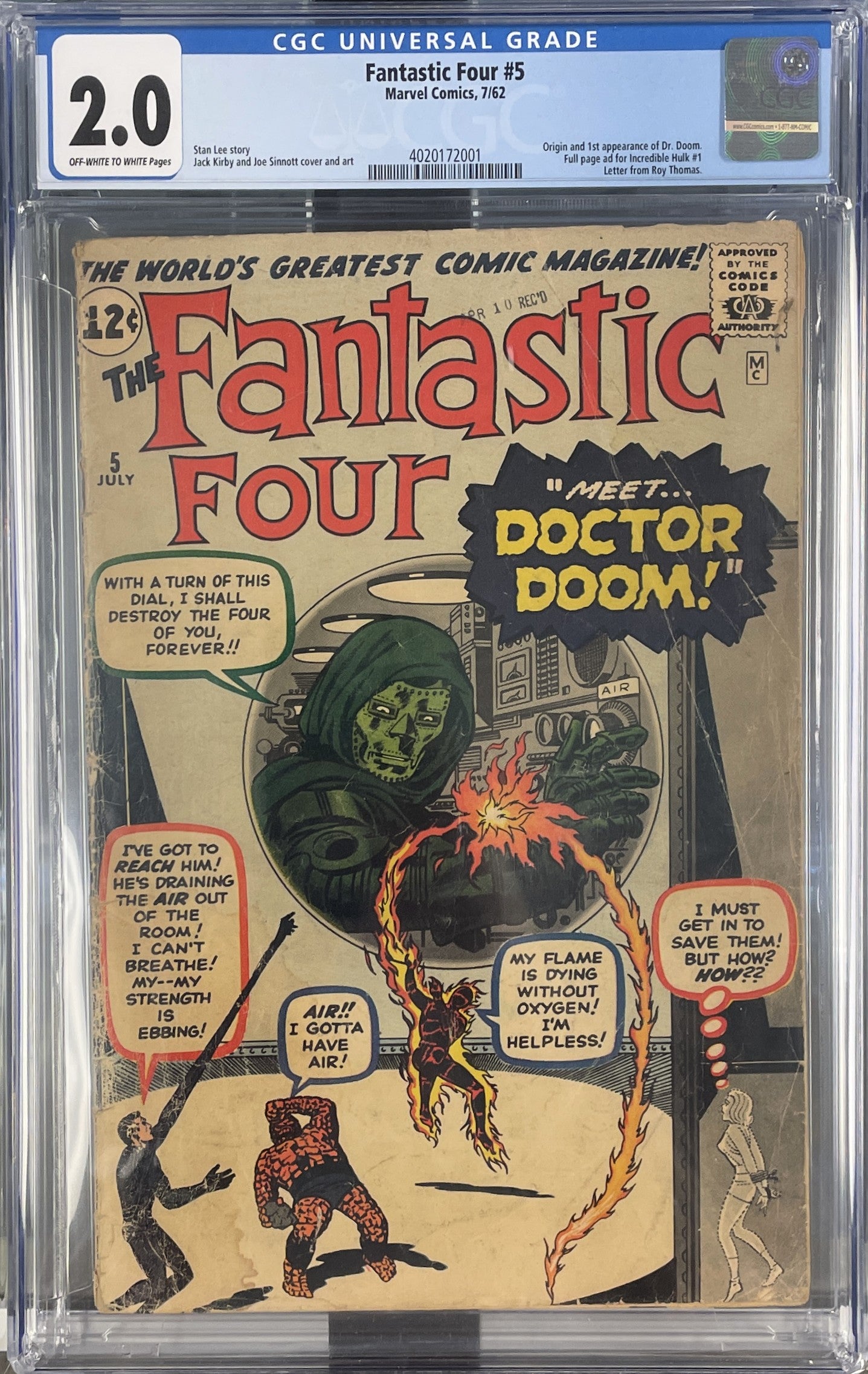Fantastic Four Vol.1 #5 CGC 2.0