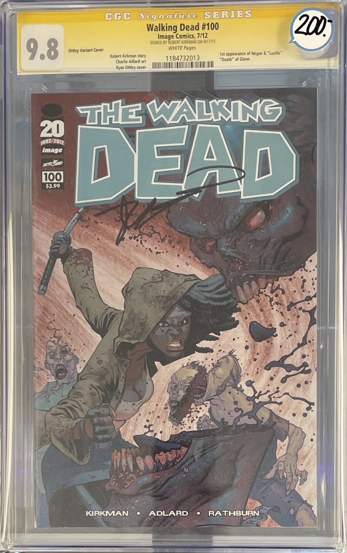 Walking Dead #100 CGC 9.8 Signed by Robert Kirkman