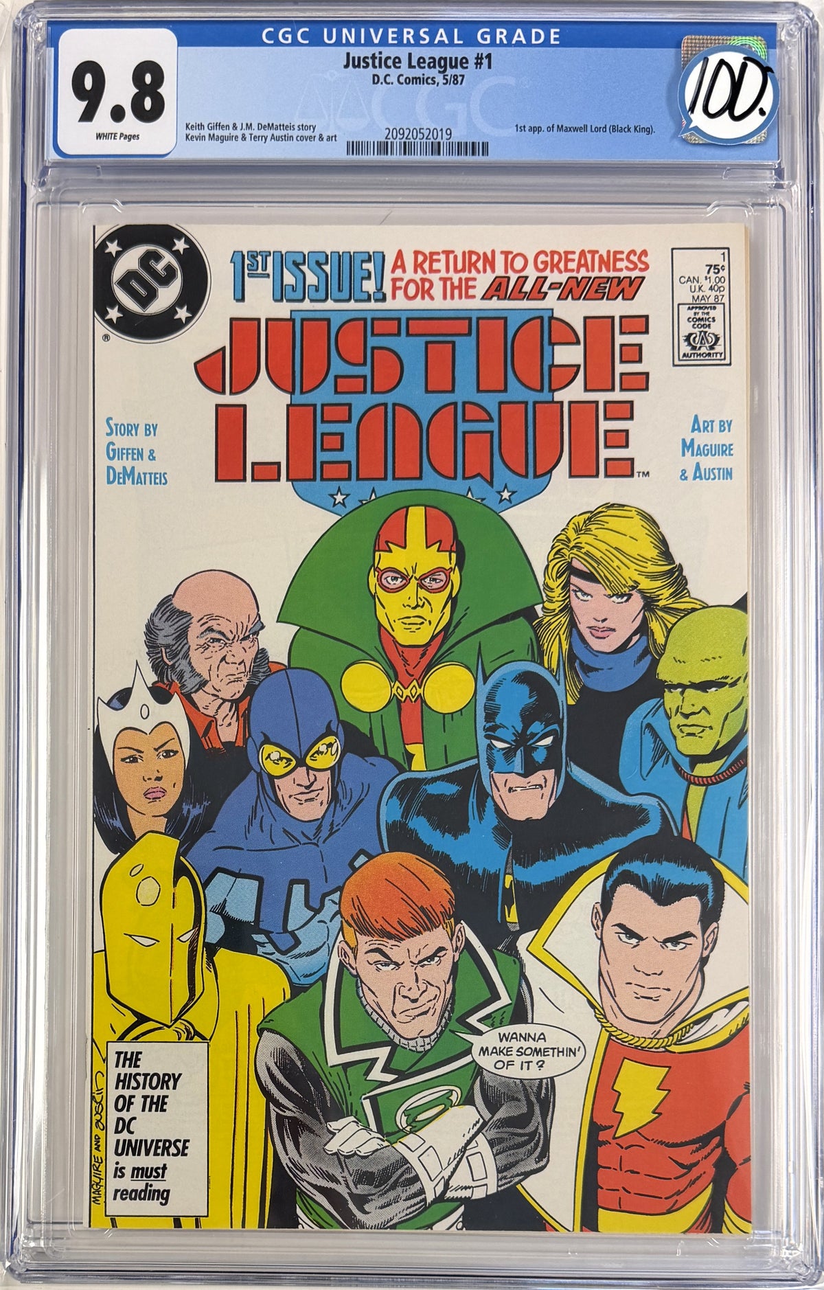 Justice League (1987) #1 CGC 9.8